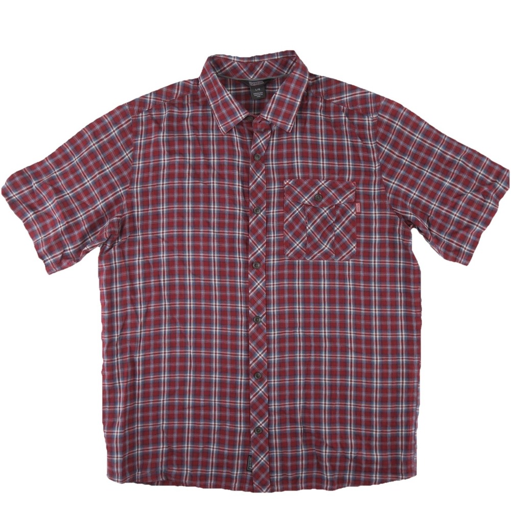 Outdoor Research Short Sleeve Pocket Button Up Shirt‎ Mens Large Red Hiking